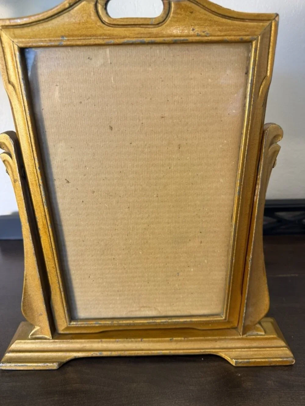 Antqiue 1920's Wood Tabletop Portrait Frame Easel Stand 6.75 x 10.75 opening